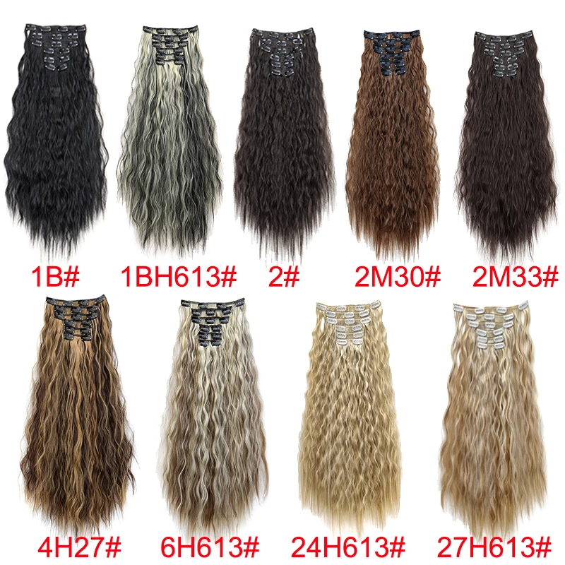 Synthetic 24Inch Long Water Wavy Hair Extension 6pcs/set Clip in Hair Extension for Women Daily Wear to Increase Hair Volume  ﻿