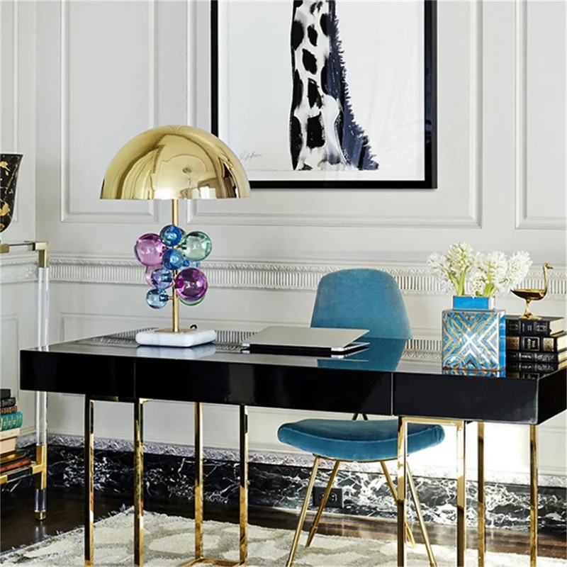 SOURA Modern Table Lamp Crystal LED Desk Light Marble Base Creative Design Decorative for Home Bedroom Living Room Office