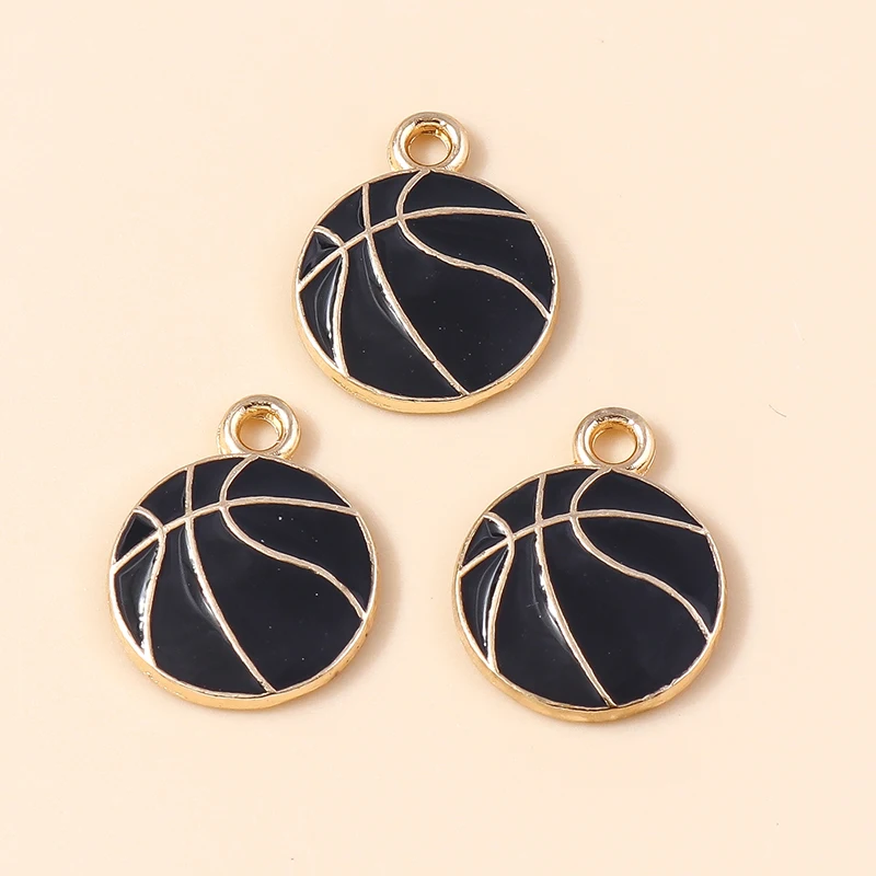 20 Stück 13 x 16 mm niedliche Sport-Charms, Emaille, Basketball-Charms, Anhänger für Schmuckherstellung, Halsketten, Ohrringe, DIY-Bastelzubehör – Detail 7