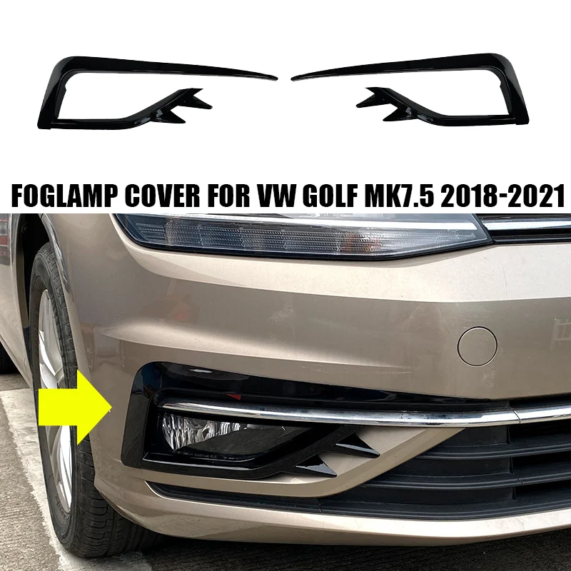 For VW Volkswagen Accessories Golf MK7.5 2017-2020 Front Fog Light Lamp Eyebrow Frame Wind Gauge Eyelid Cover Trim