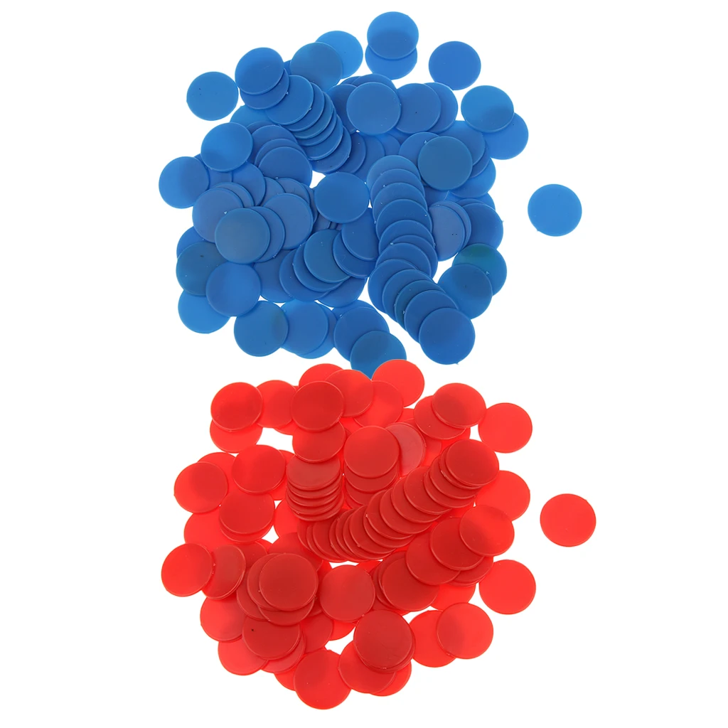 200Pcs/Lot Plastic Counters Gaming Tokens Coin Board Game Counters Kids Learning Number Tools Color Mixed Blue and Red