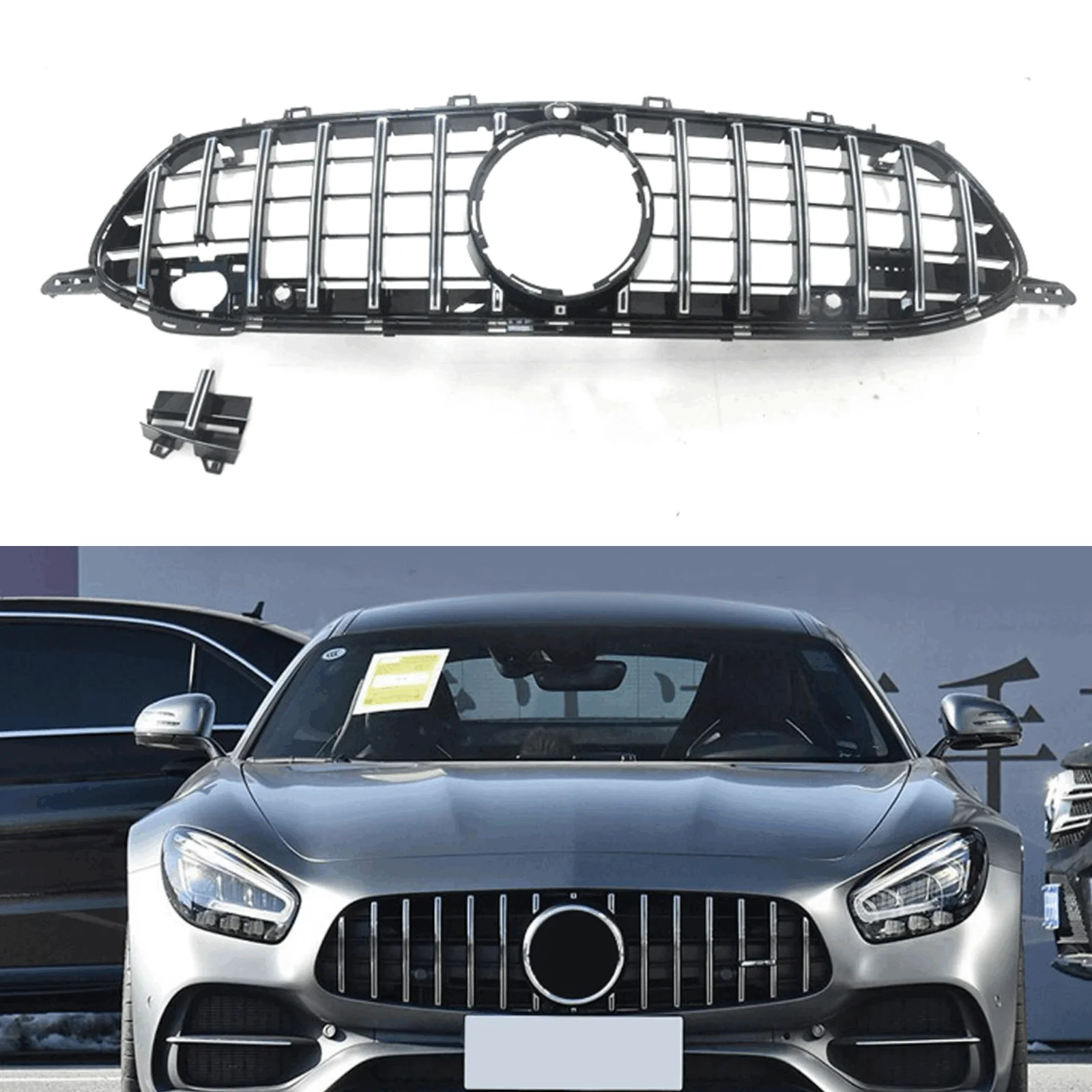 For Mercedes Benz C190 AMG GT 2018+ for Four Door Car Front Bumper Grille Grill Trim Black