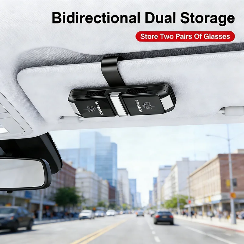 Sun Visor Glasses Clip Double Sunglasses Holder Bill Clip Car Interior Accessories for Peugeot 508 408