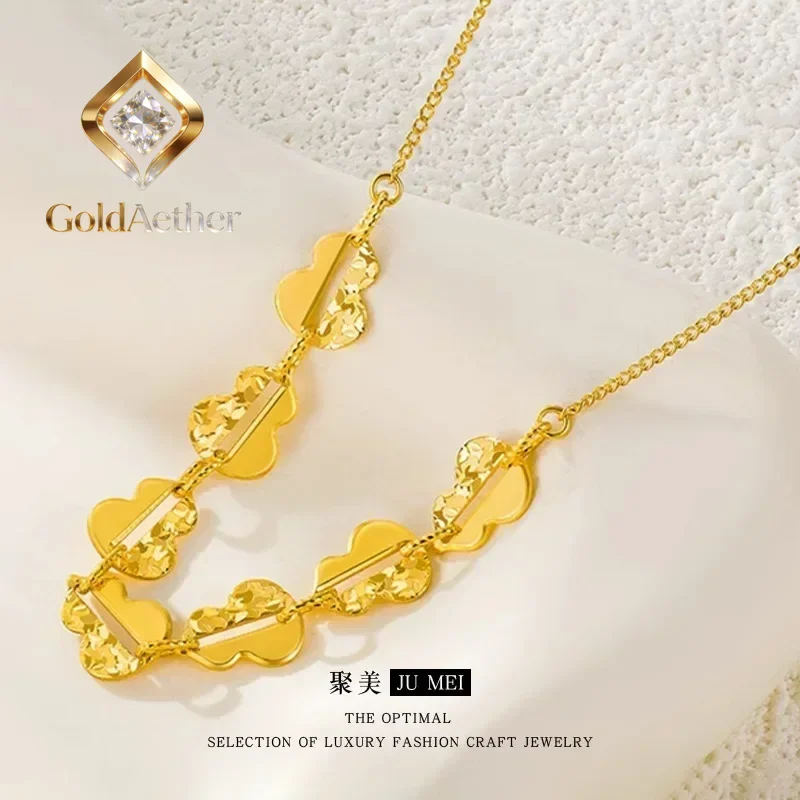 GoldAether Heavy Industry 9999 24K Real Gold Broken Ice Hoist Plate Necklace Bracelet Super Flash Fulu Necklace Braceletgift