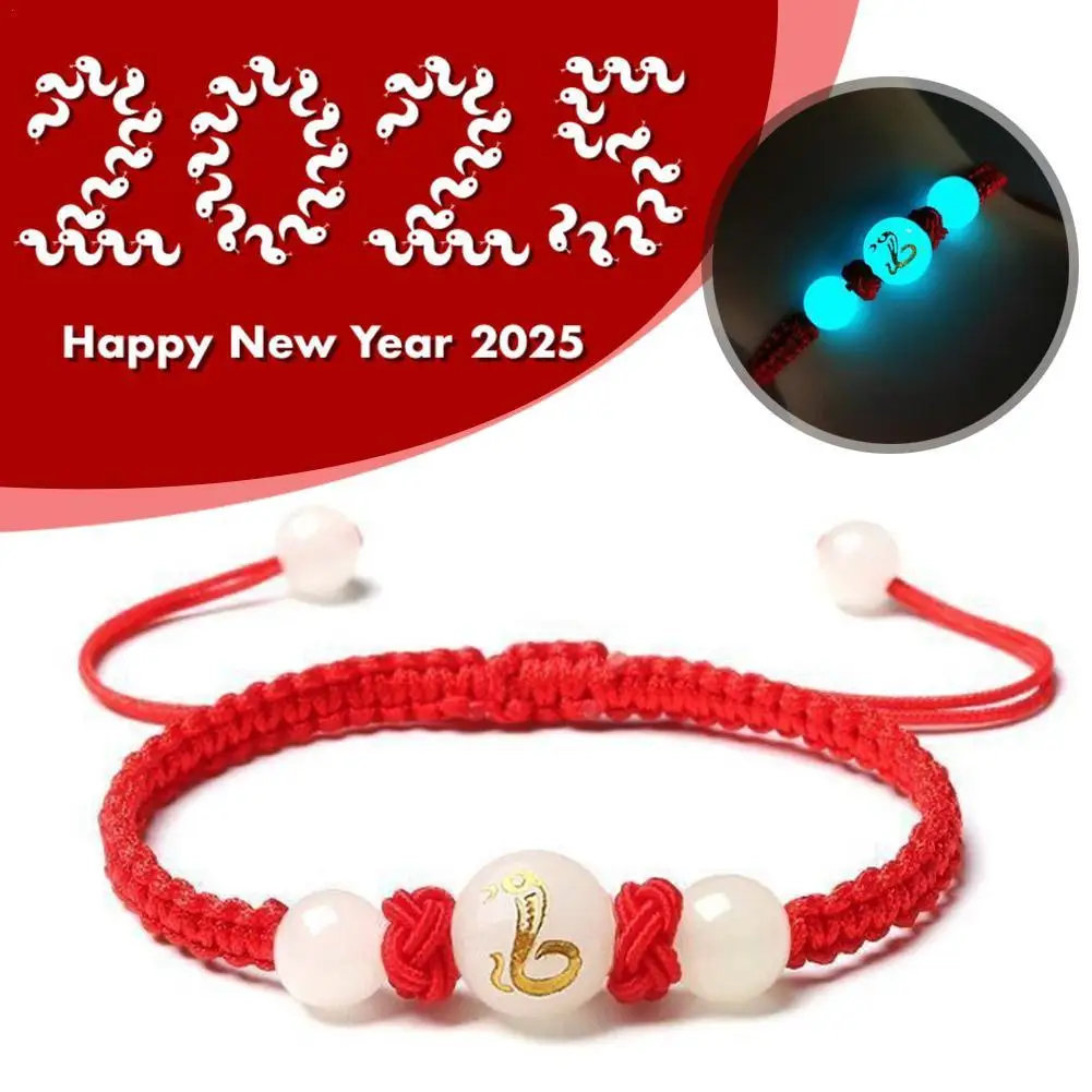 1pc Luminous Stone 12 Snake Astrological Weaving Bracelet Fashion Red Rope Craftsmanship Couple Bracelet Men And Women