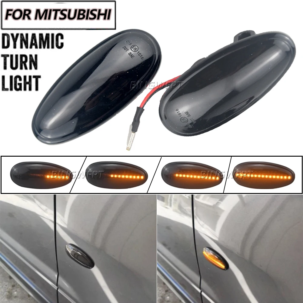 2PCS LED Dynamic Side Marker Lights Arrow Turn Signal Lamps For Mitsubishi Pajero Sport K9 Galant Outlander Lancer Freeca I-Miev