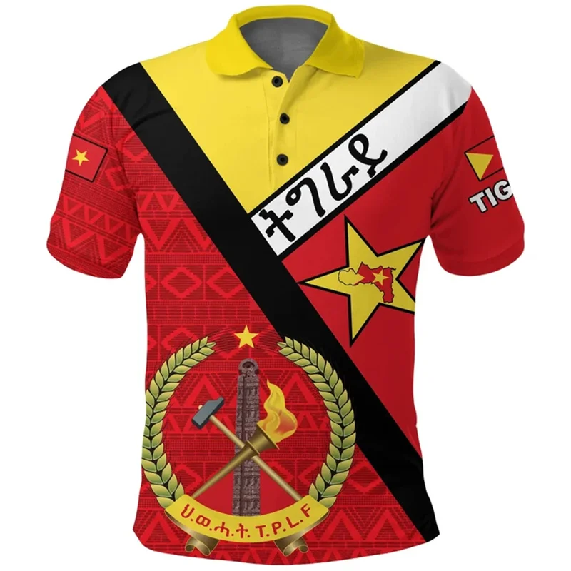 Morocco Reunion Pentagon Polo Shirt For Men Fashion Sports Jersey Gym Tops Y2k Tshirts Summer Boy POLO Shirts Lapel Button Tops