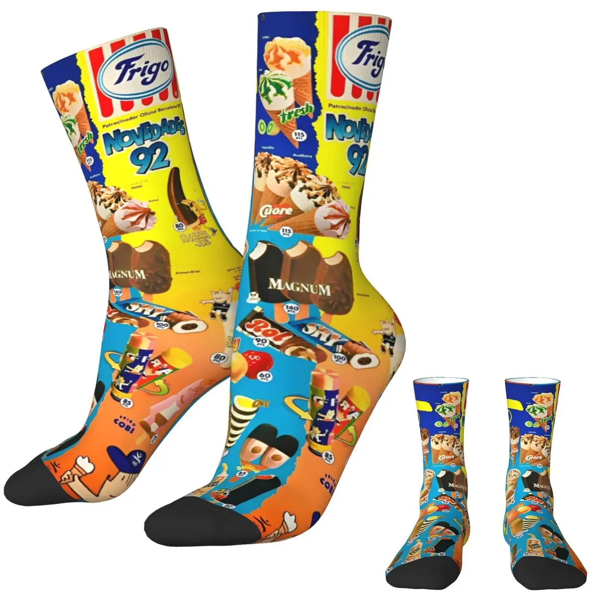 Funny Ice Cream Socks Trendy Stockings Men's Soft Cycling Socks Winter Design Anti Skid Socks