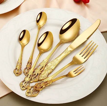 

Flatware Hotel Spoon Set Fork Butter Knife Dessert Spoon Stainless Steel Kids Set Serve ware Accessories By India For Wedding
