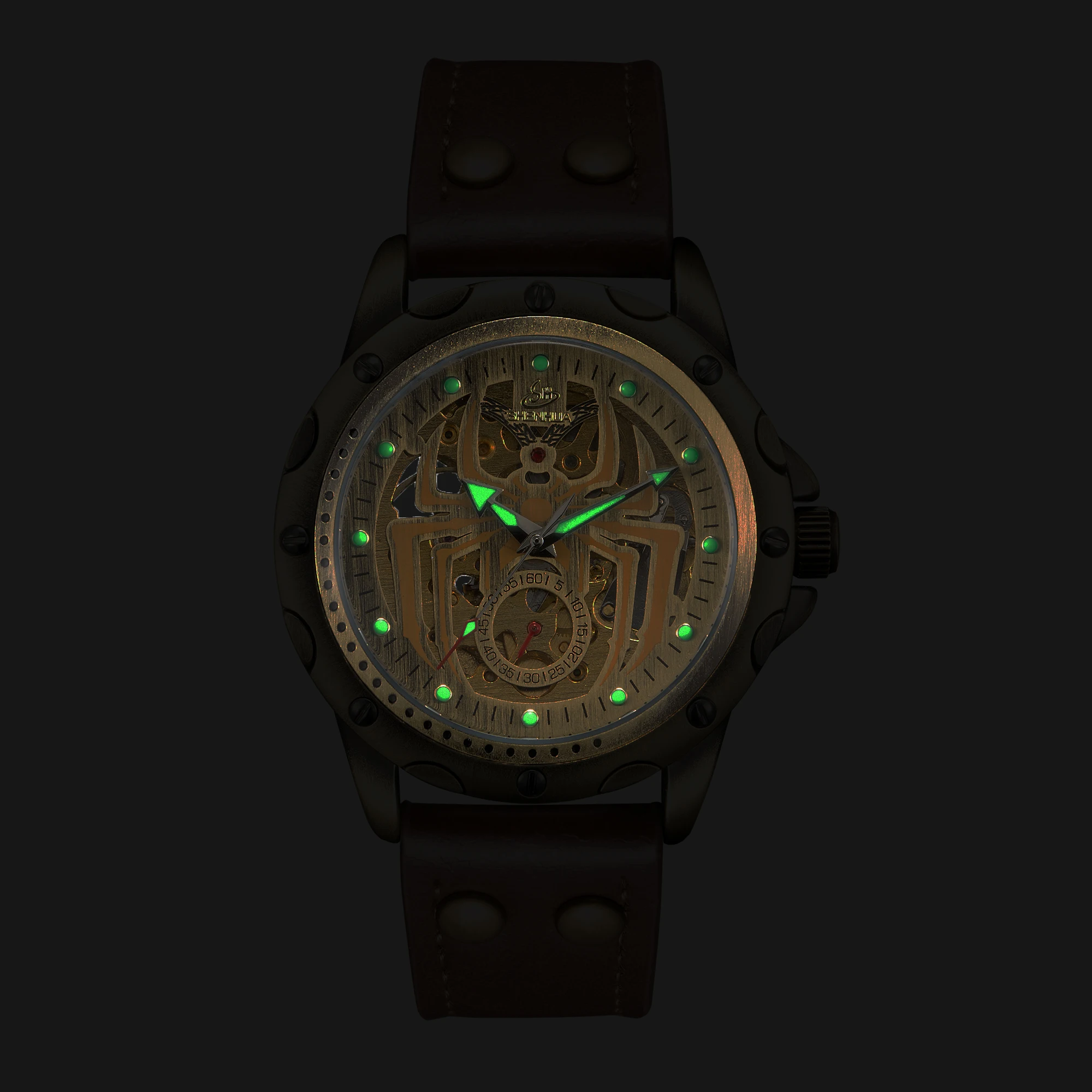 ساعة رجالية عصرية مجوفة توربيون مضيئة حركة ميكانيكية أوتوماتيكية بالكامل ساعات آلية reloj automatique