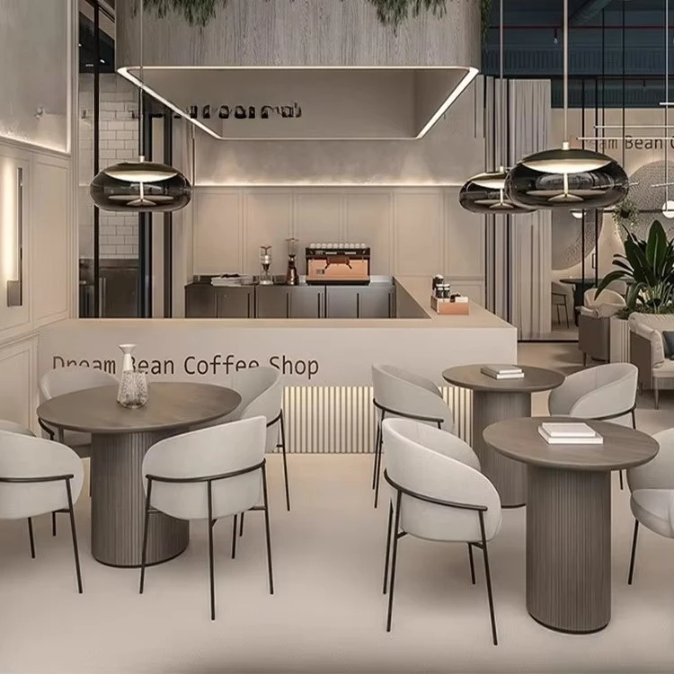 

@#Restaurant Hotel Table and Chair Booth for Coffee Shop Milk Tea Store Booth Sofa Catering Commercial Table and Chair Set