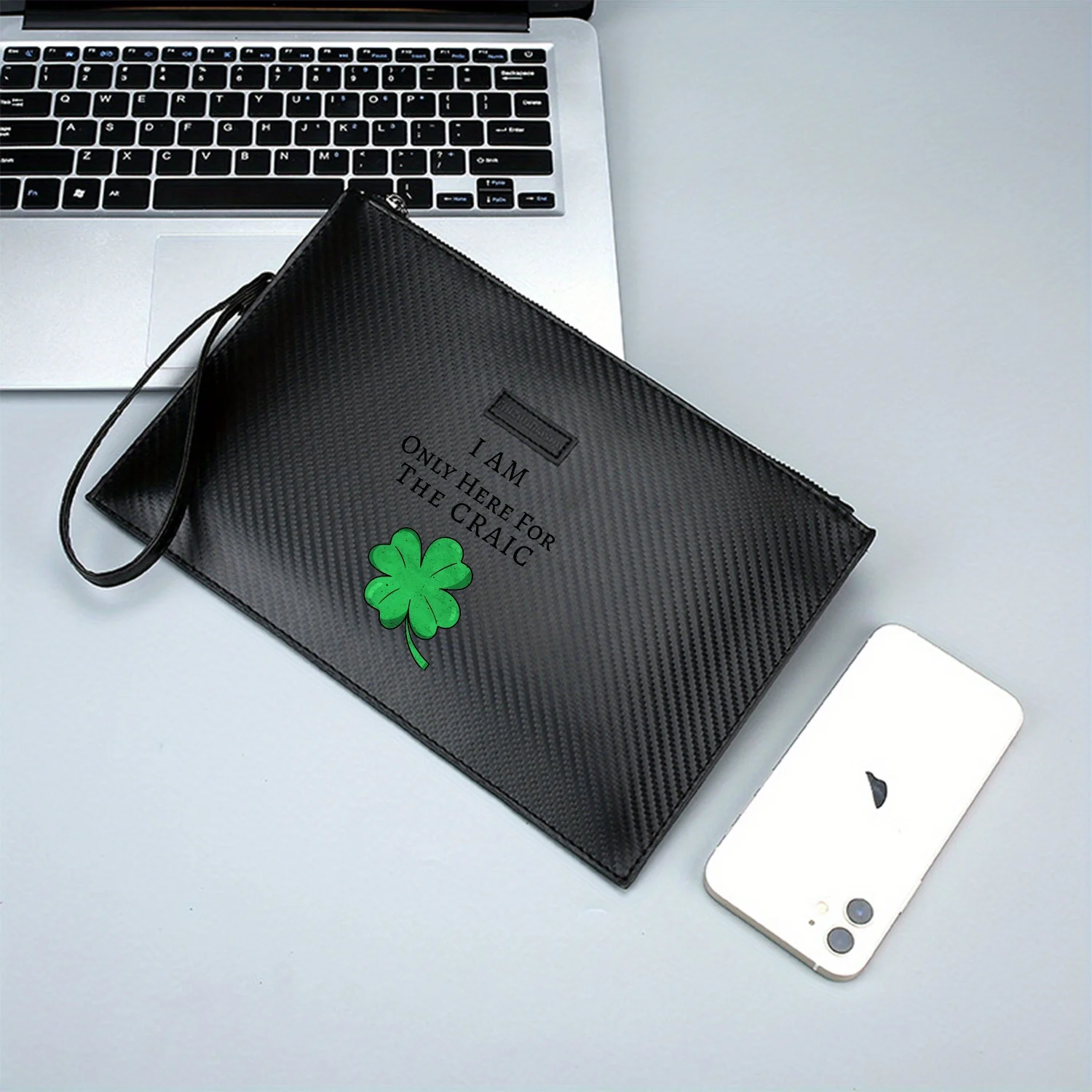 Cloverleaf text only the craic. Elegant Printed PU Men's Handbag Fashionable and Practical for Everyday Carry