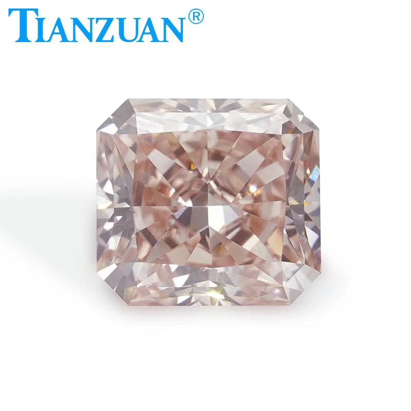 Lab Grown Diamond CVD Radiant Cut Brownand Pink Color  VVS1/VS1 2EX Loose Gemstone Bead with GEMID Certified