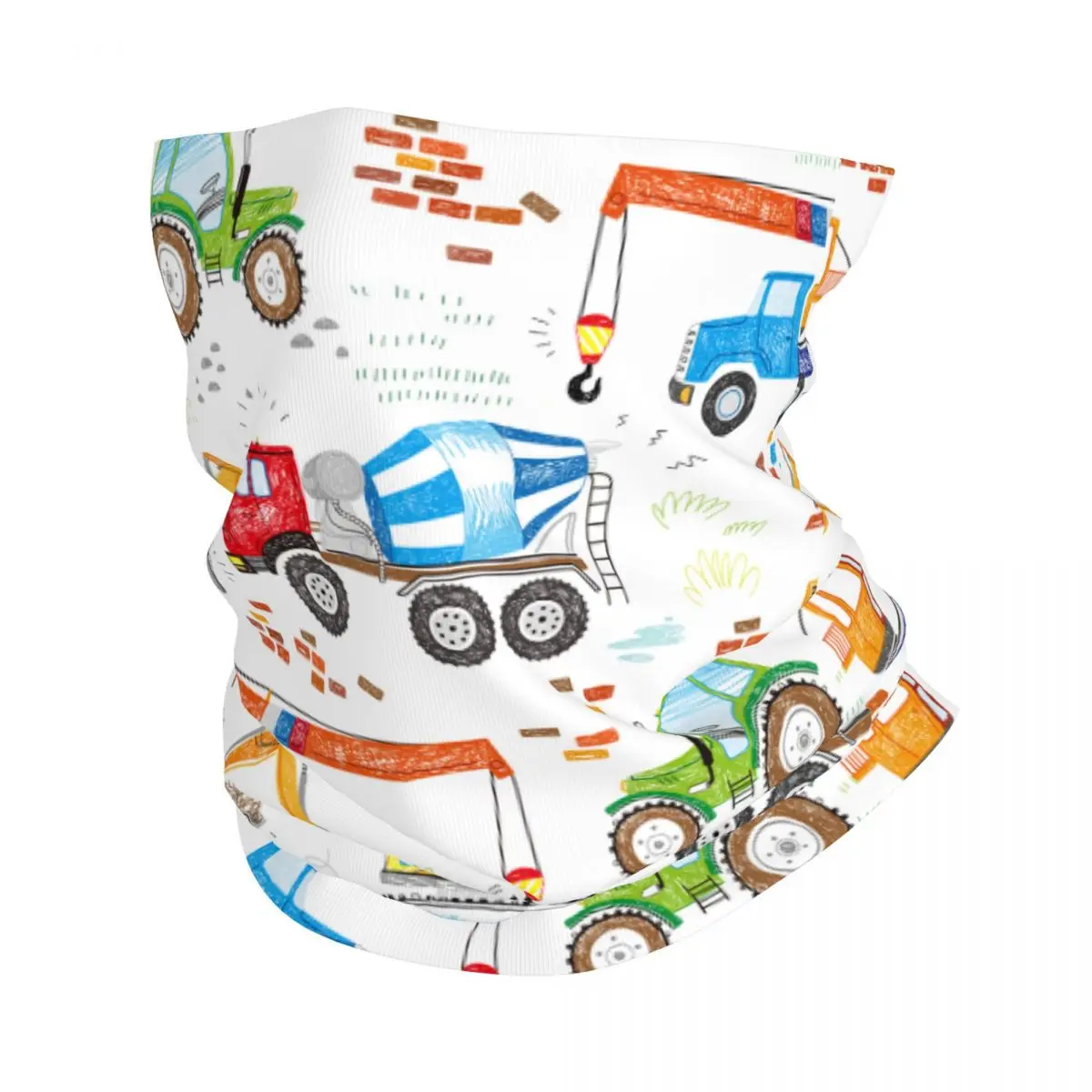 Cartoon Truck Excavator Bandana Neck Gaiter Printed Child Car Anime Plaid Balaclavas Mask Scarf Warm Cycling Outdoor Sports