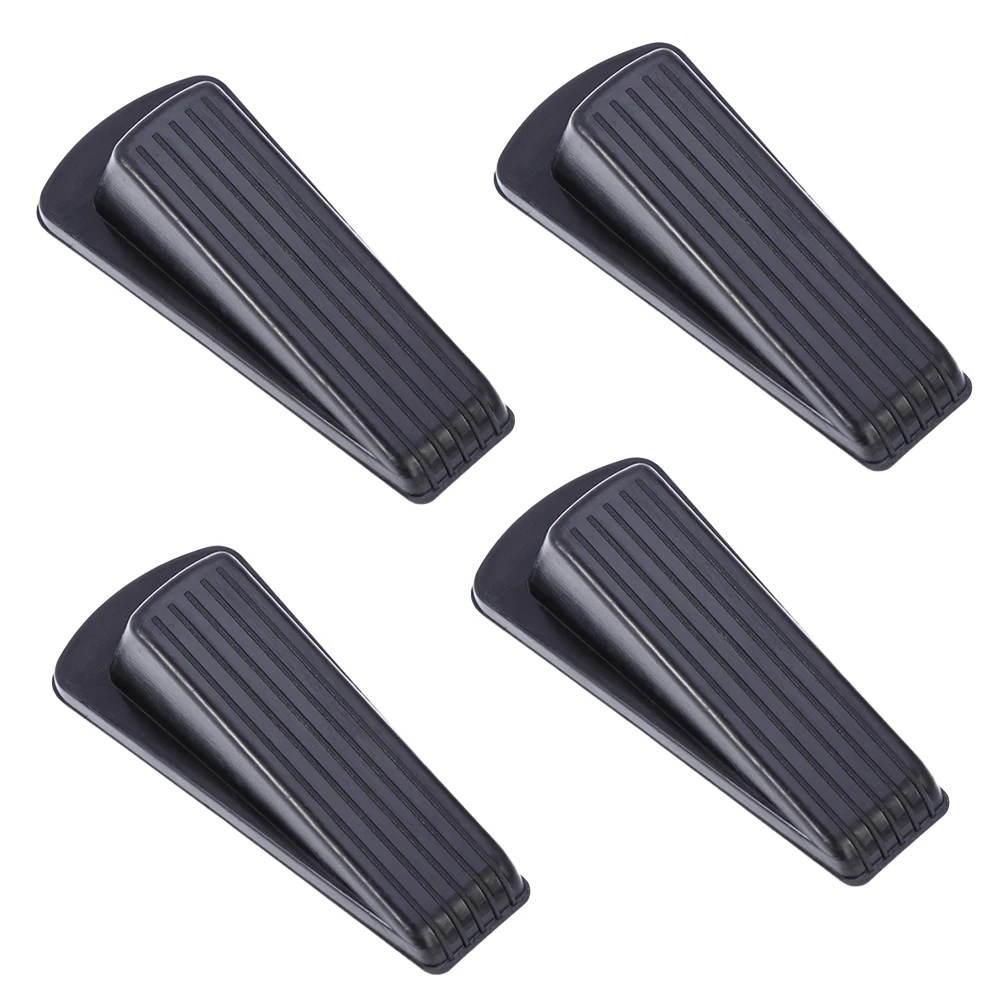 

4 Pcs Black Rubber Door Stop Non Slip Wedge Shaped Buffer Decorative Safe Environmental Baby Home Safety Protect Prevent