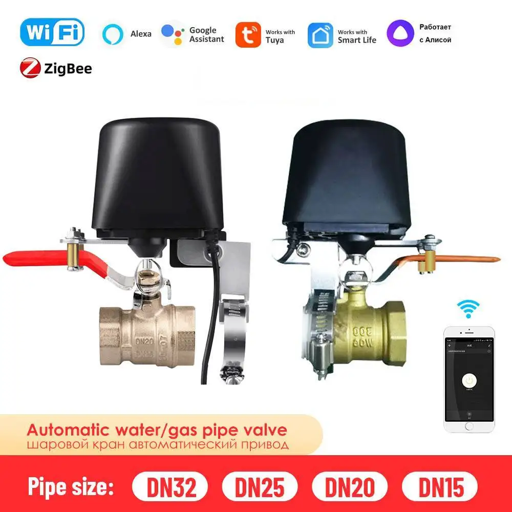 Tuya inteligentny Zigbee 3.0 auto zawór wody inteligentny gaz/fajka wodna sterownik zaworu praca z asystent google alexa 2mqtt yandex Alice