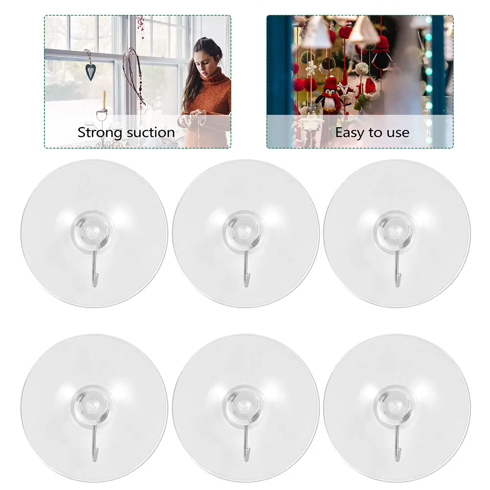 

8 Pcs Vacuum Suction Cup Hooks 35mm Clear PVC Reusable Strong Bathroom Kitchen Wall Hangers For Glass Metal Surfaces Punch Free