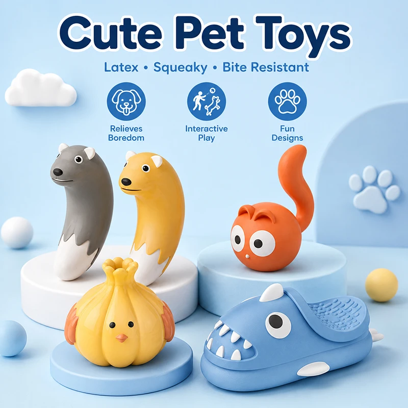 Squeaky Latex Dog Toy Bite Resistant Chew Toy Cute Fun Pet Toy for Dogs Interactive Puppy Chew Toys Dog Accessories