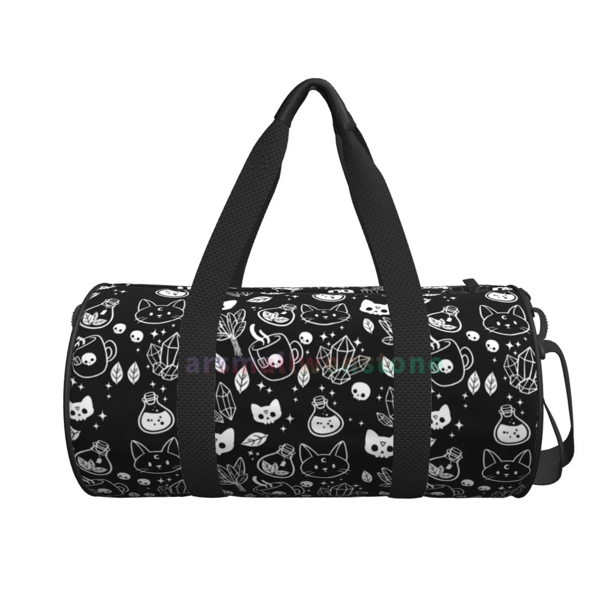 Black Witch Skull Moon2 Travel Duffle Bag Yoga Bag Workout Durable Backpack Handbags Round Outdoor Fitness Bags