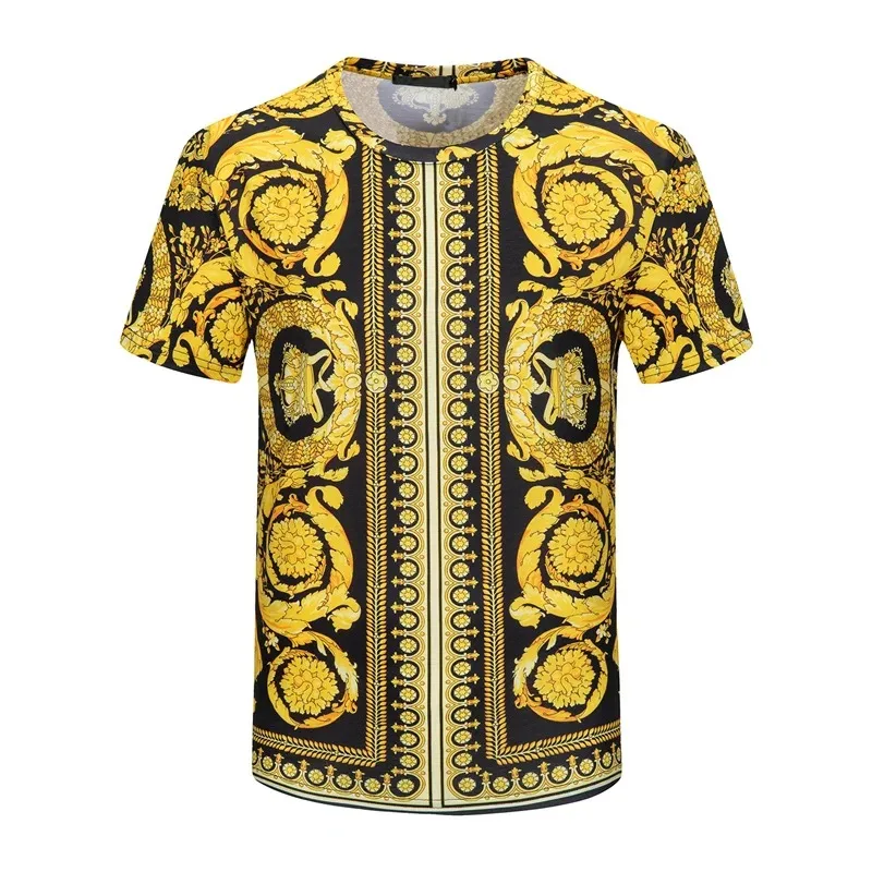 Men\'s and Women\'s Summer T-shirts 3D Printed Baroque Royal Luxury Small Floral Round Neck Short Sleeve Loose Oversized Nice Top