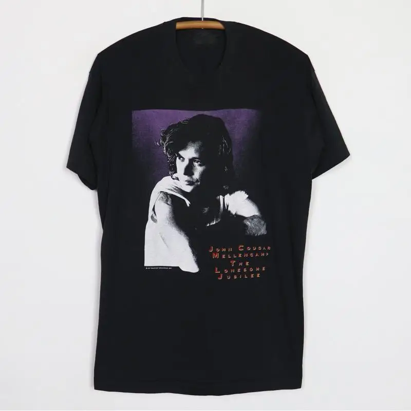 

Винтажная черная футболка из плотного хлопка John Cougar Music Star Ag236