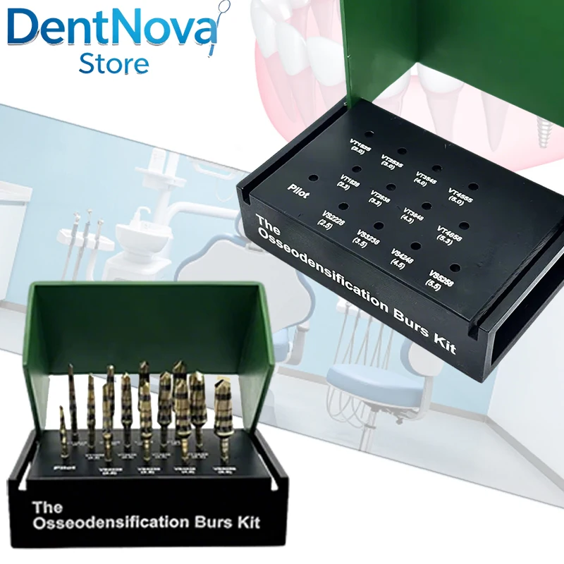 

13pcs Dental Osseodensification Burs Kit Stainless Steel Implant Drill Set for Sinus Lift Surgery