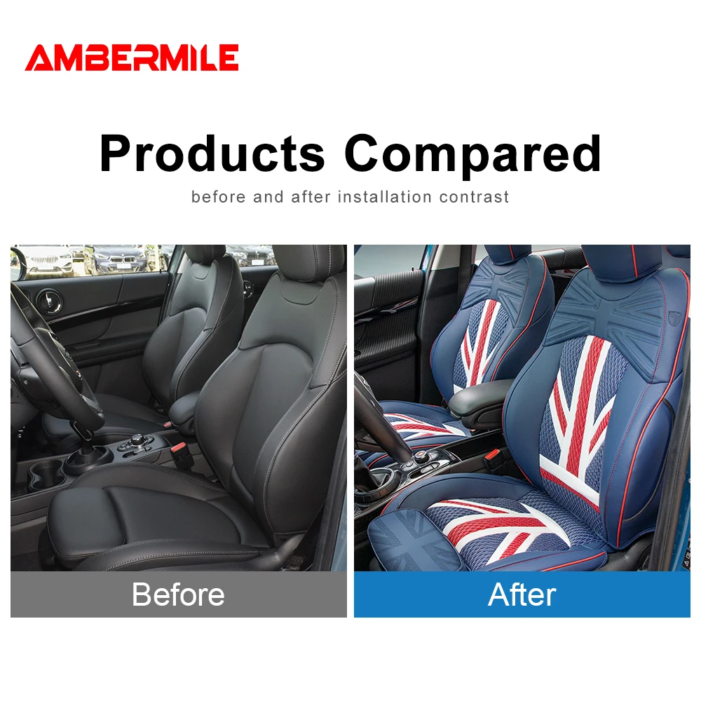 AMBERMILE sarung jok mobil Mini Cooper F54 F55 F56 F57 F60 HATCHBACK CABRIO R60 R55 R61 R59 COUNTRYMAN