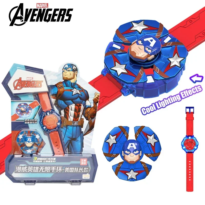 Marvel Avengers Captain America Style Fidget Spinner Wristband Three Kinds of Glare Movie Peripheral Toy Set Boys Birthday Gifts