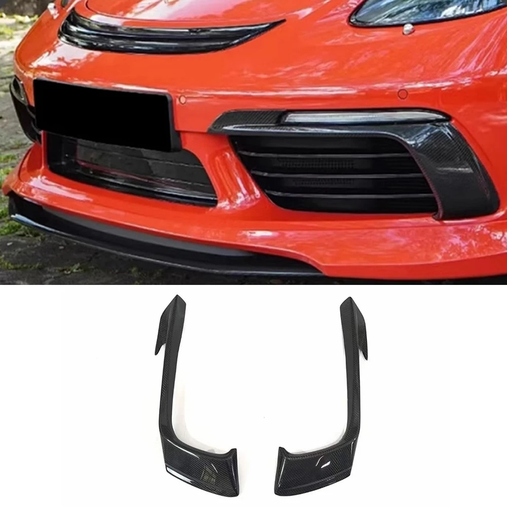 

For Porsche 718 Real Carbon Fiber Front Bumper Splitter Lip Side Wind knife Foglamp Frame Air Vent Splitter Body Kit Accessories