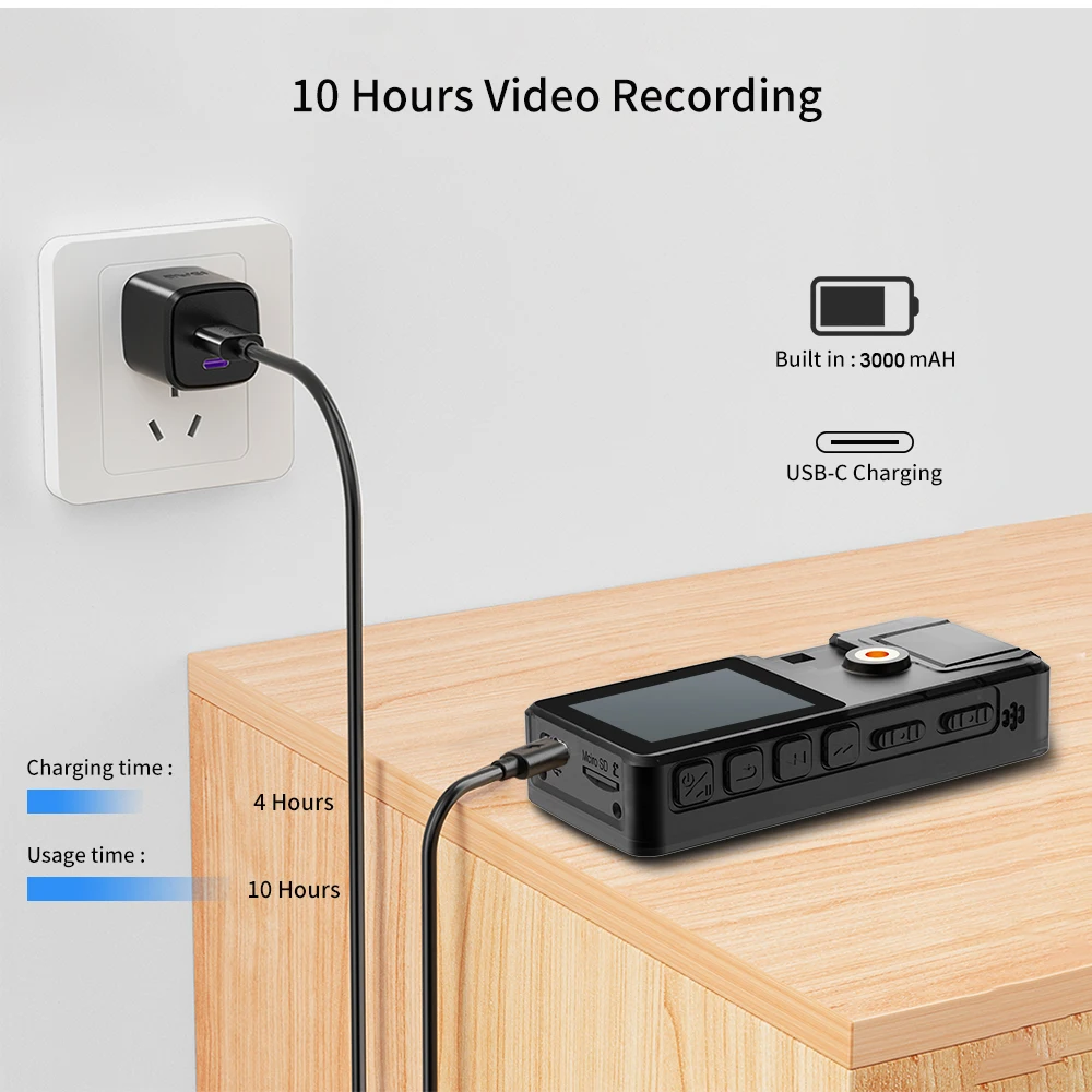 Vandlion A39 Mini-Sportkamera 1,54" LCD-Bildschirm 3000mAh 10 Stunden Dauervideoaufnahme Bewegungserkennung Sport-DV-Bodycam – Detail 4