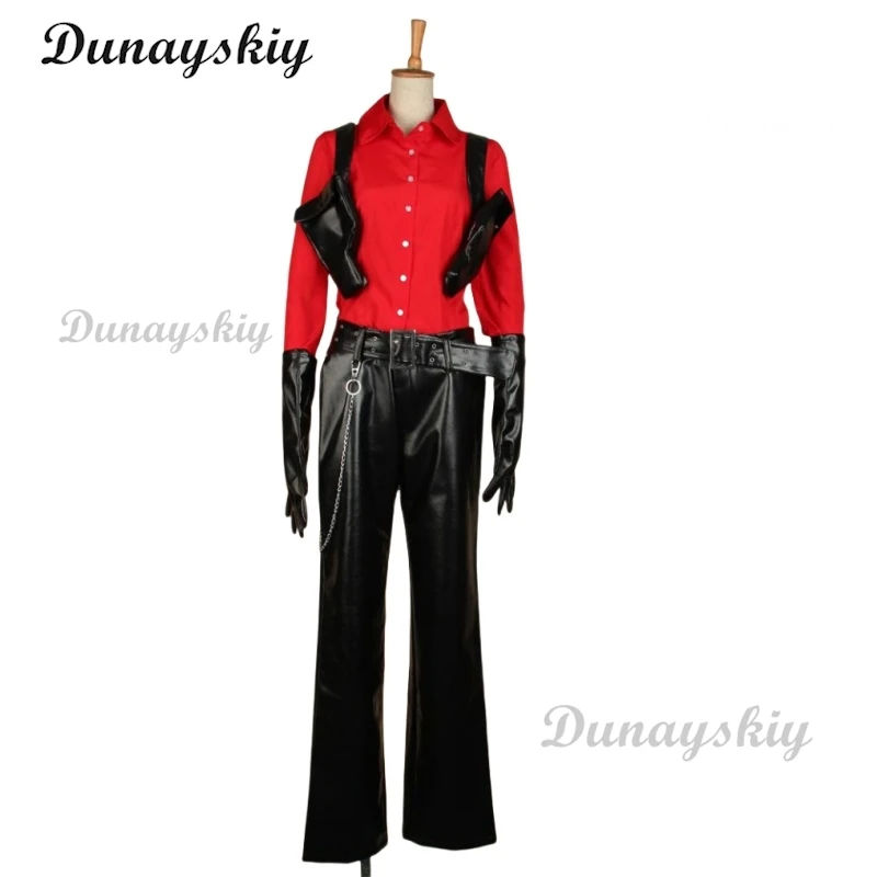 Resident Evil 6 Ada Wong Cosplay Set – Signature Red Shirt & Pants with Custom Wig Halloween/Convention Disguise for Women