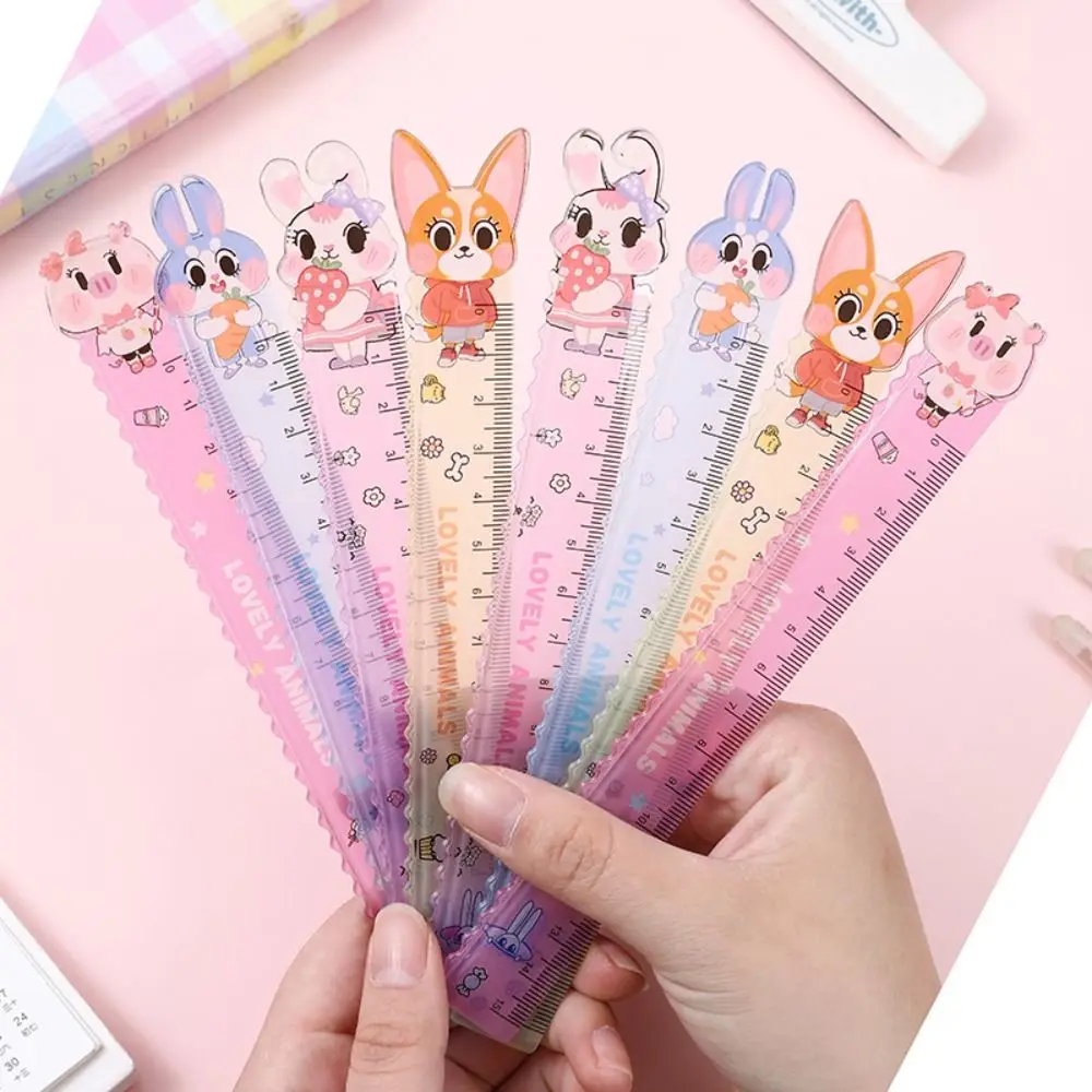 Kawaii Plastic Straight Ruler School Office Supplies Rabbit Ruler Planner Accessories Drawing Tools
