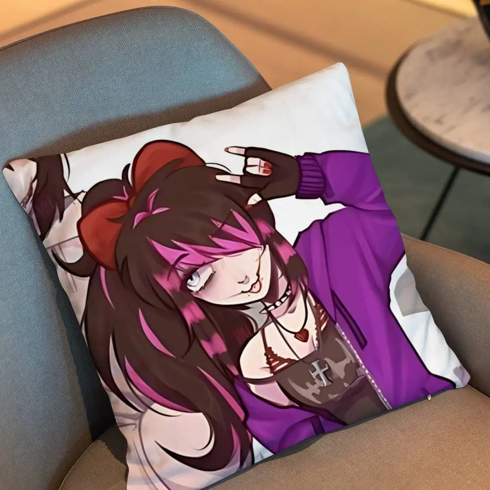 Pink long hair Creepypasta Jane Nina Killer Pillow Case Square Double-Sided Printing Short Plush Sofa Cushion Cover Bedroom