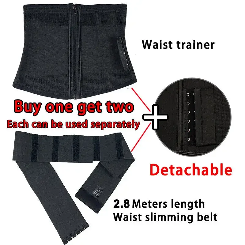 Women Waist Trainer Cincher 9 Steel Bones Body Shaper Adjustable Tummy Control Snatch Me Up Wrap Stretch Bands Slim Body Shaper