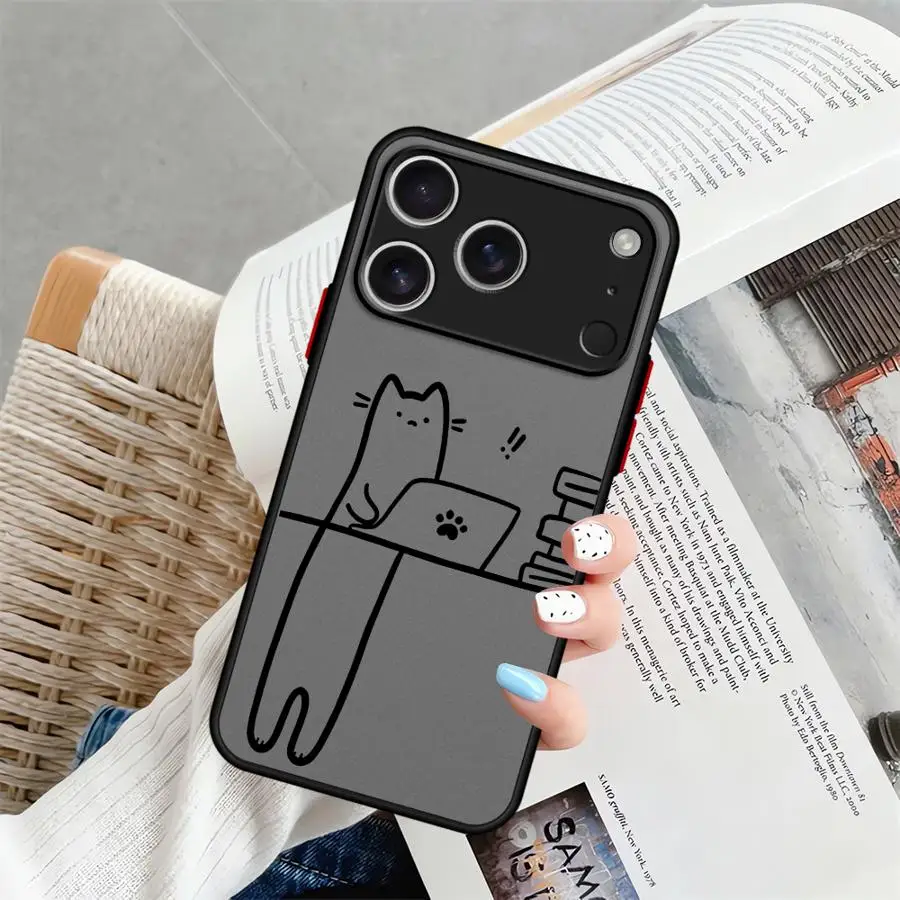 حافظة لهاتف ابل ايفون 17 اير اكس اس ماكس 13 ميني 7 8 12 13 11 برو ماكس 15 16 14 بلس غطاء ناعم لطيف كات #2