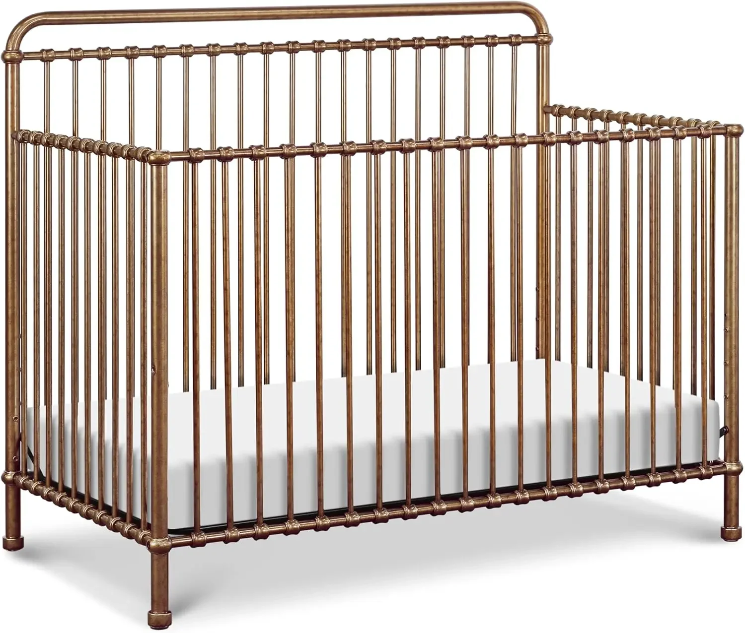 NAMESAKE Winston 4-in-1 Convertible Metal Crib in Vintage Gold, Greenguard Gold Certified