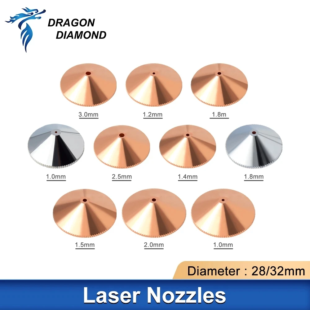 Laser Nozzle Single Double Chrome-plated Layers D28 D32 Caliber 1.0-5.0mm for Raytools Precitec WSX CNC Fiber Cutting Head