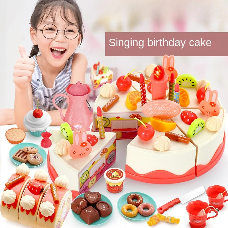 Afternoon Tea Cutting Music Cutting Lighting Singing Happy Birthday Cake Cutting Children's Family Parent-child Interaction Toys