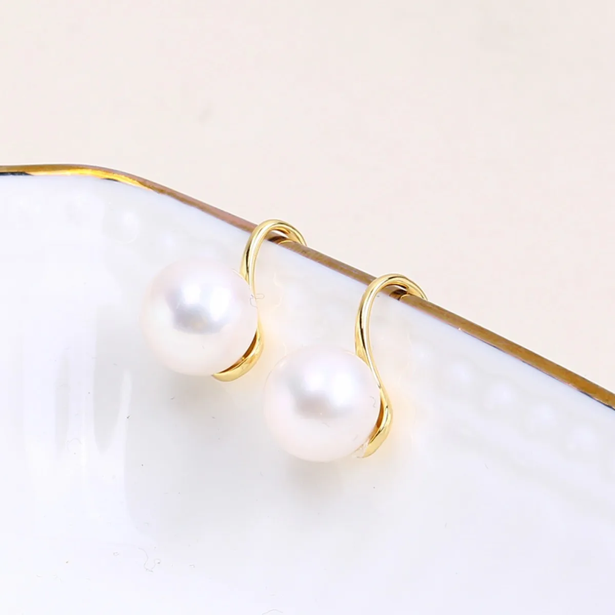 Brass 14K Gold Plated Color Retention High Heel Pearl Stud Earring Blank Setting, Minimalist DIY Jewelry Findings For Women