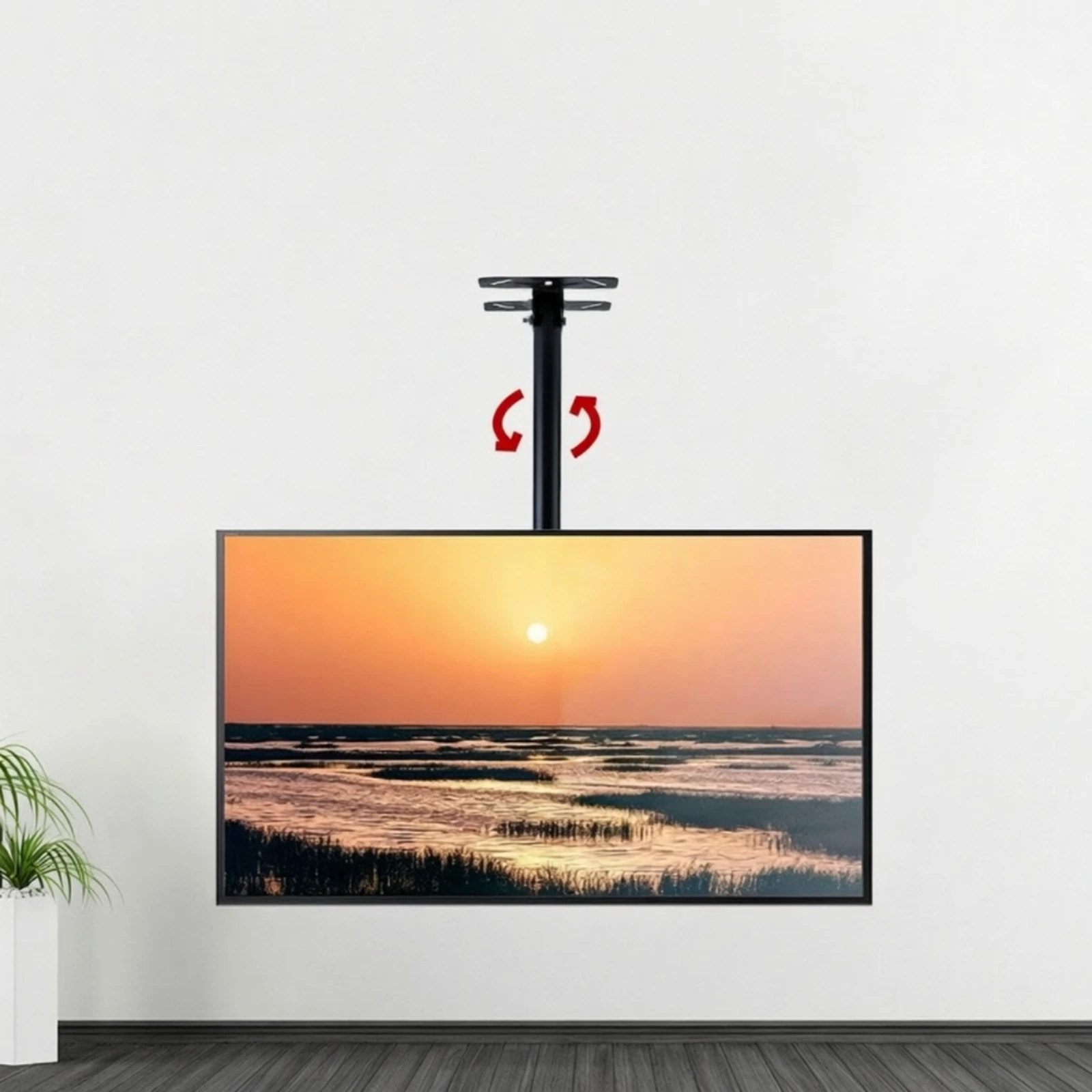 Ceiling-Mounted TV Bracket with Adjustable Pole Easy Installation Full Motion Ceiling Mount Tilt and Swivel TV Mount Stable