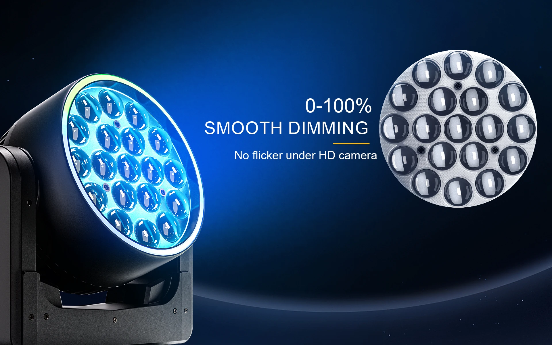 SHEHDS 1/2 Stück 19x15W RGBW LED Moving Head 19x25W Beam Wash Geräuscharmer Bühnenlichteffekt Professionell für DJ Disco Hochzeit Party 2 Jahre Garantie – Detail 18