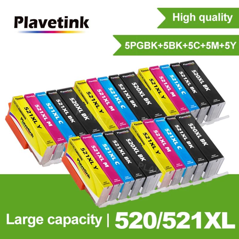 Plavetink 5 Colors PGI520 CLI521 Ink Cartridge With Chip For Canon PIXMA IP3600 IP4600 IP4700 MX860 MX870 MP540 MP550 Printer