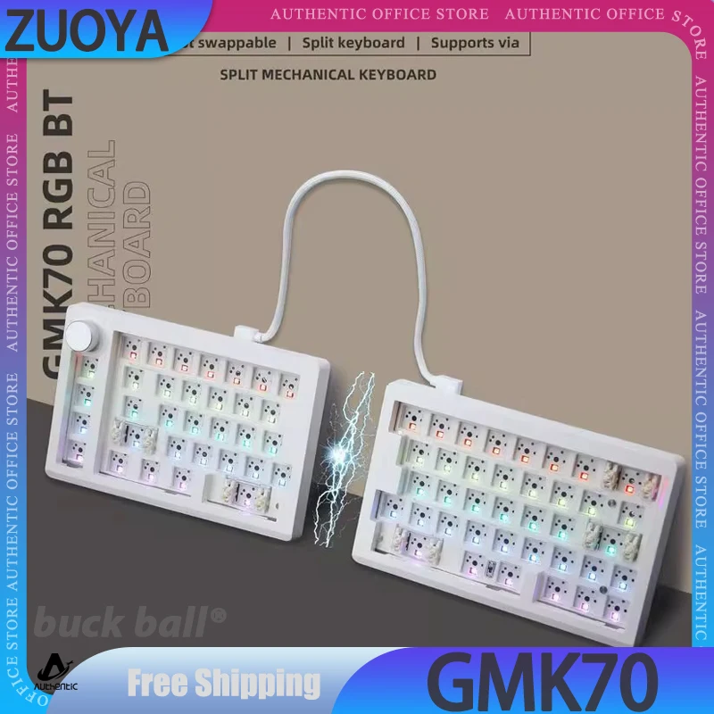 ZUOYA GMK70 Split Keyboard Kit Gamer Mechanical Keyboard Kit 3Mode 2.4G Bluetooth Wireless Keyboard Kit RGB Custom Keyboard Gift