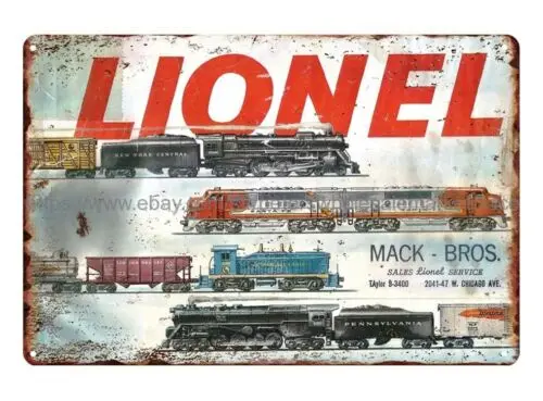 interior collectible 1953 Lionel train Model railroading metal tin sign