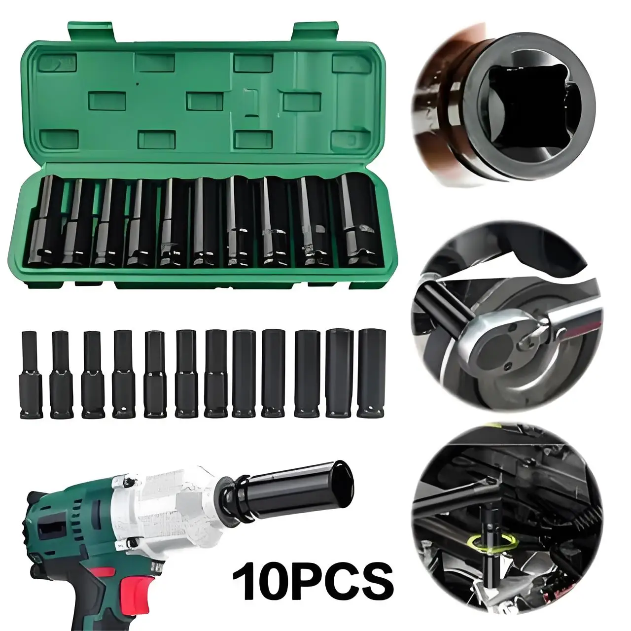 

10 шт. 8-24 мм гаражный инструмент для адаптера гаечного ключа, ручной инструмент, ударный пневматический удлиненный шестиугольный торцевой ключ, коллекция инструментов