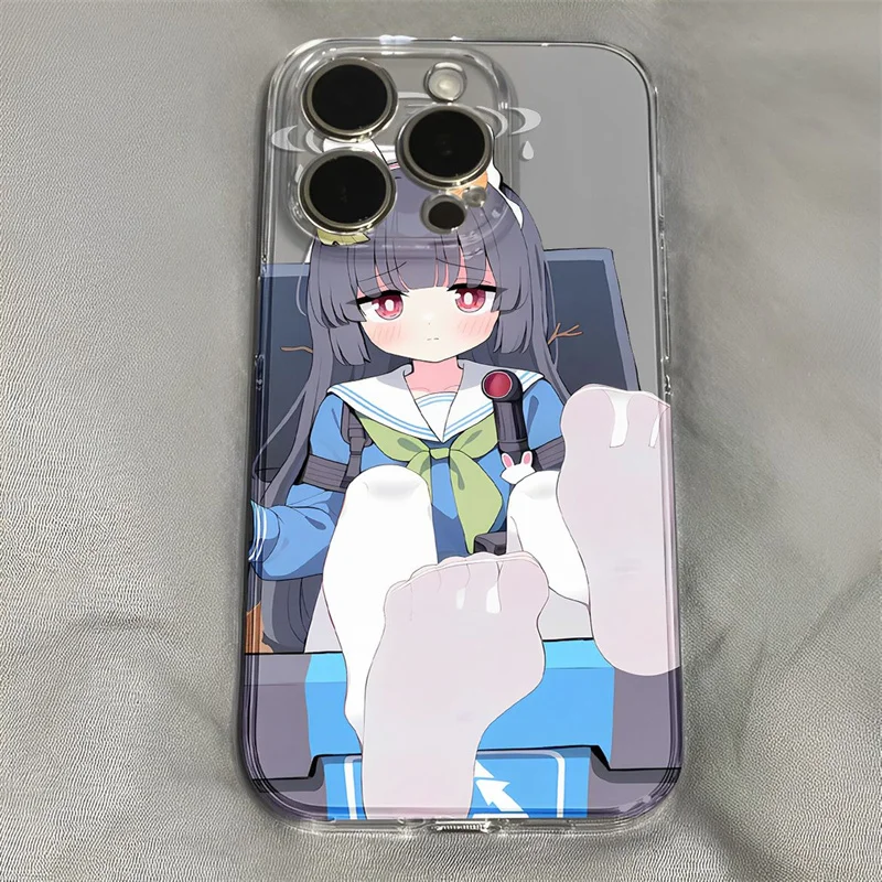 Japan Anime Niedliche Cartoon-Loli Weiße Seidensocken Mädchen Transparente Weiche Hülle für iPhone 11 12 13 14 15 16 17 Pro Max Plus 17ProMax Cover ‌