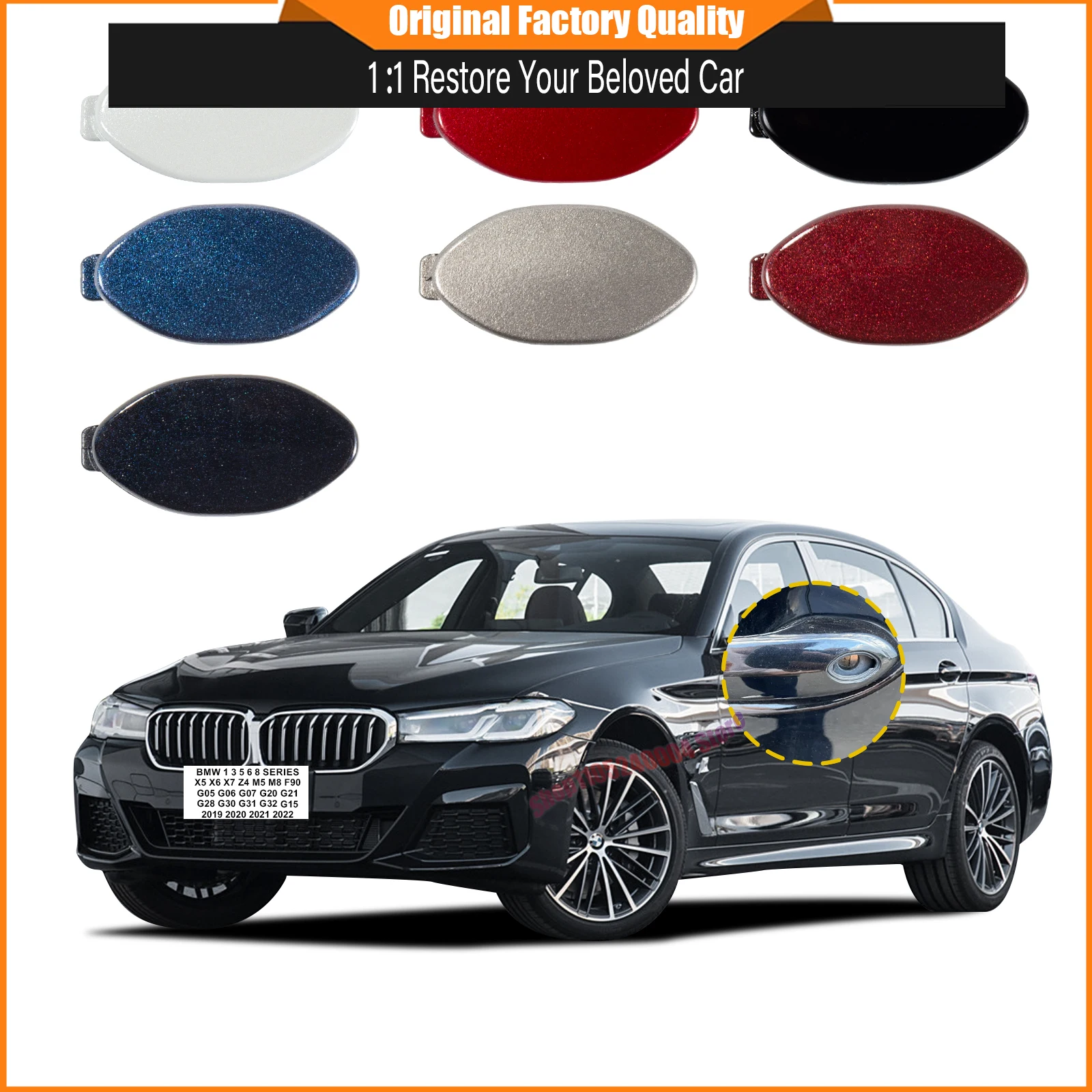 For BMW 1 3 5 6 8 Series X5 X6 X7 Z4 M5 M8 Models 2019-2022 Door Handle Cover Cap Key Cap Set 51217489341 51219463547