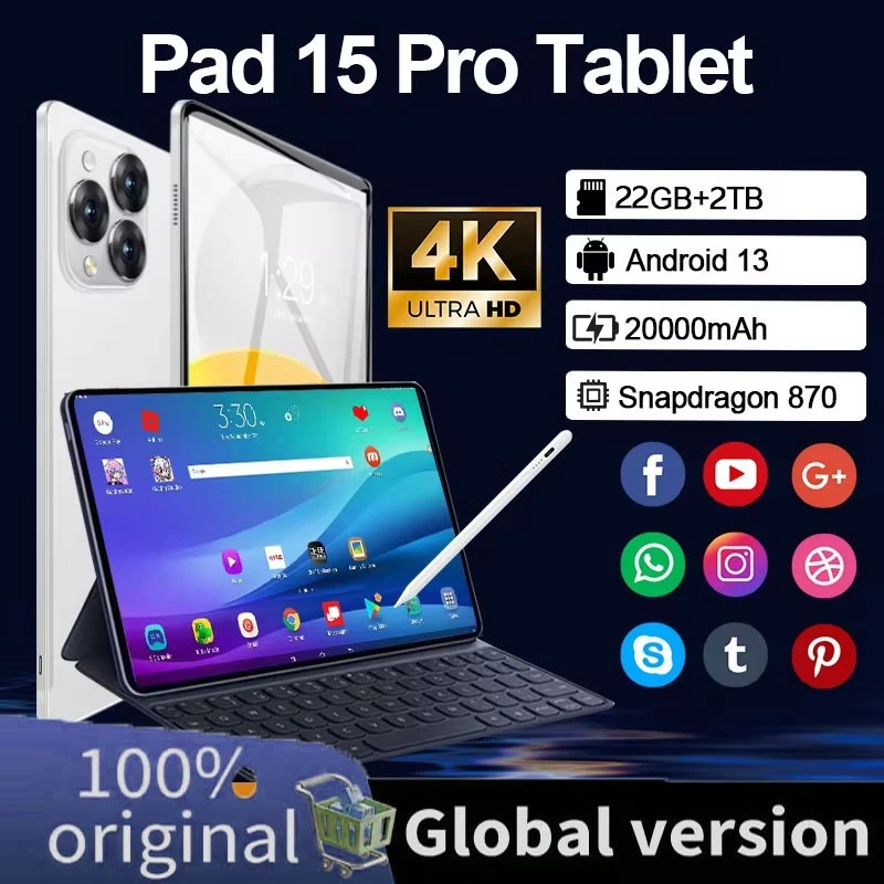 2025 Pad 15 Pro Планшетный ПК Android 13 22 ГБ + 2 ТБ Snapdragon 870 Планшетный ПК 5G Dual SIM-карта WIFI HD 4K 20000 мАч Оригинальный Mi Tab 2025 Pad 15 Pro Планшетный ПК Android 13 22 ГБ + 2 ТБ Snapdragon 870 Планшетный ПК 5G Dual SIM-карта WIFI HD 4K 20000 мАч Оригинальный Mi Tab