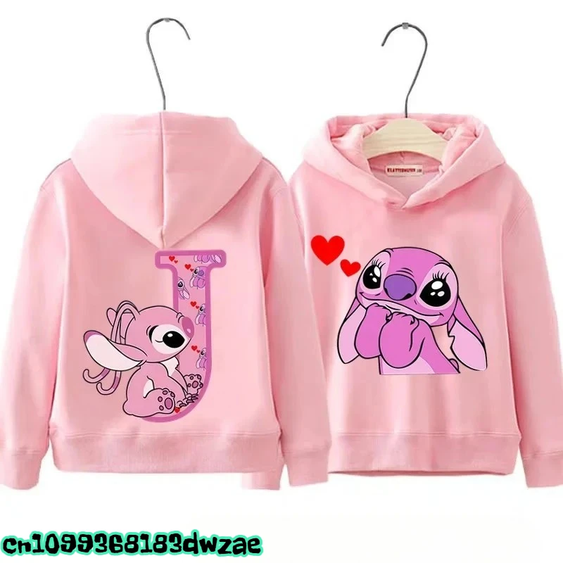 هوديس أنيمي الخريف والشتاء للأطفال، هوديس كاجوال وعصري مع حرف الملاك AZ مطبوعة ليلو وغرزة هوديس #3