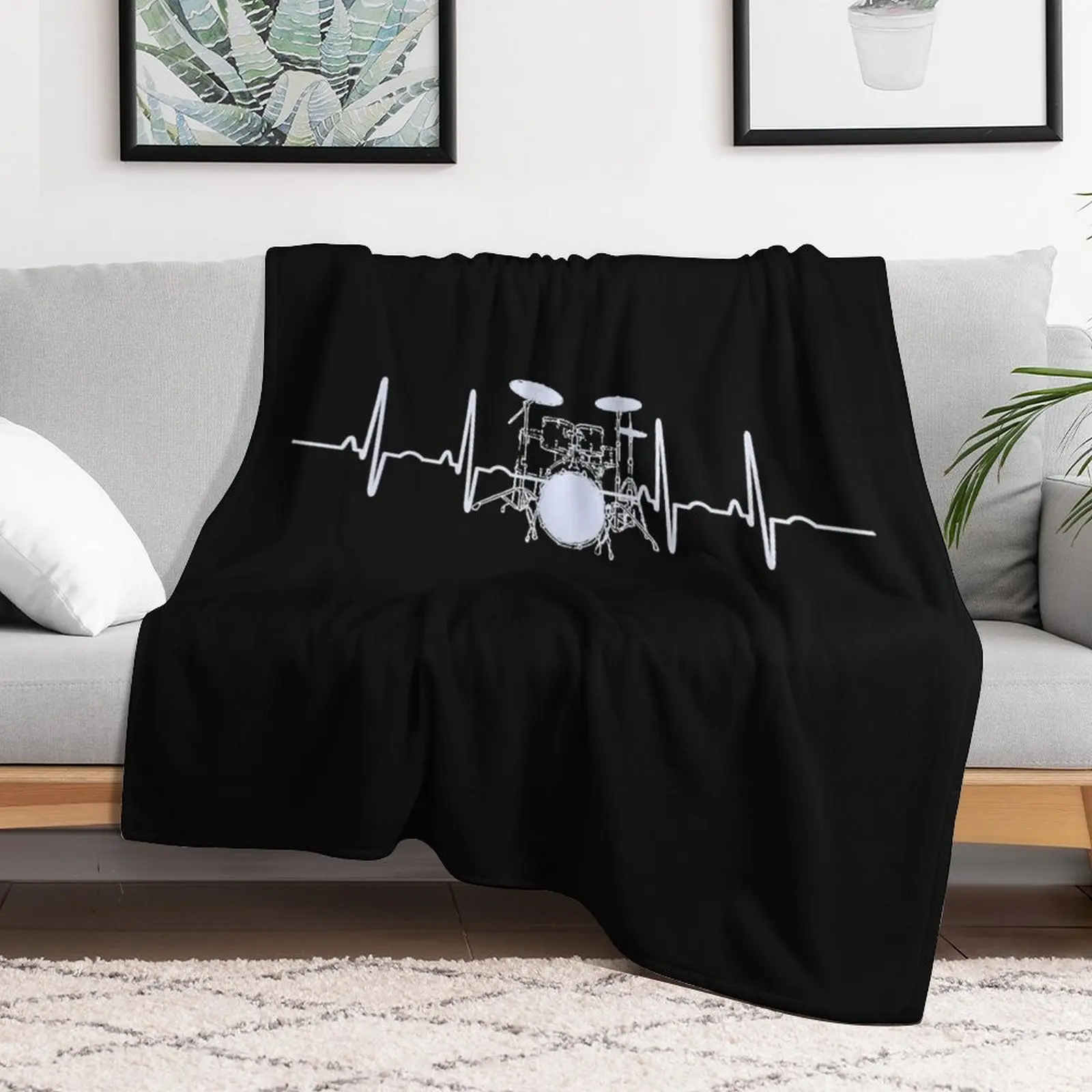 Drum Heartbeat Lifeline Music Lover Gift Drummer Throw Blanket Plush Stuffeds Comforter Blankets